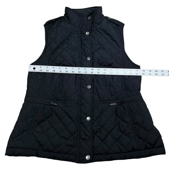 Talbots Black Fleece Lined Quilted Puffer Vest Sleeveless Size Small - Picture 2 of 7